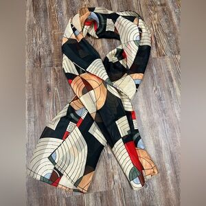 Y2K Abstract patterned silk scarf